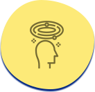 Illustration of a head with a sparkly circle hovering atop it.