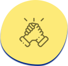 Illustration of two hands clasping with spark lines coming from the top of the hands.