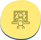 Illustration of a person smiling standing in front of a mirror