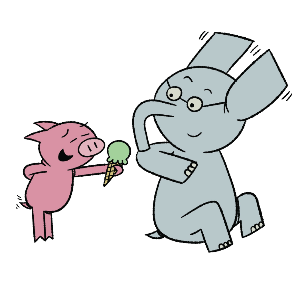 Elephant & Piggie with Ice Cream Cone