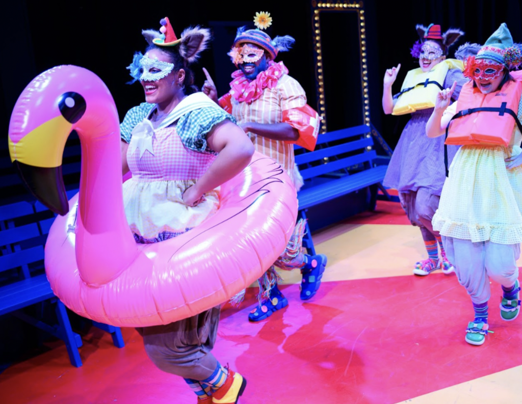 The Squirelles do the same dance as they wear floaties.